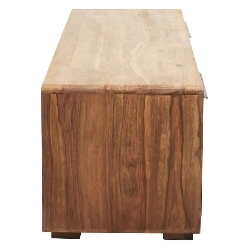 Solid Sheesham Acacia Wood TV Unit – Rustic Media Console Cabinet 175cm