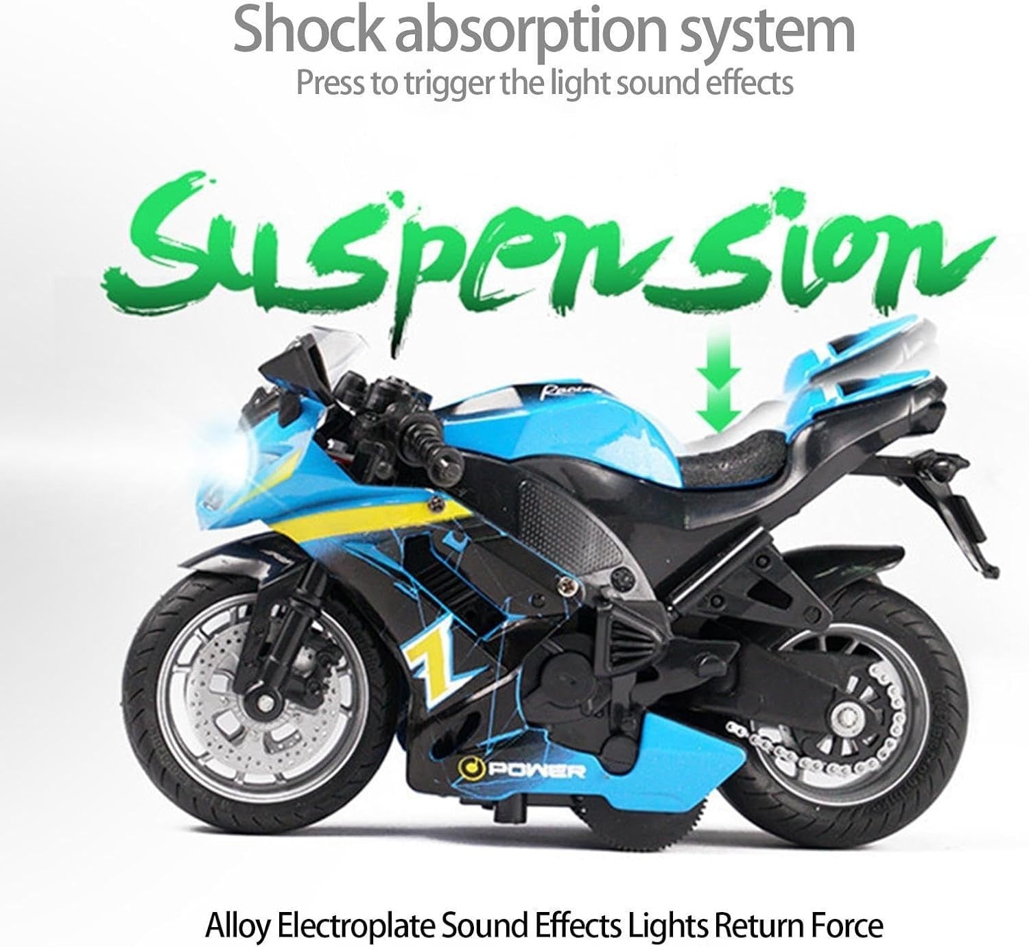 Pull Back Motorcycle Toy with Light & Sound | Durable Alloy Model for Kids