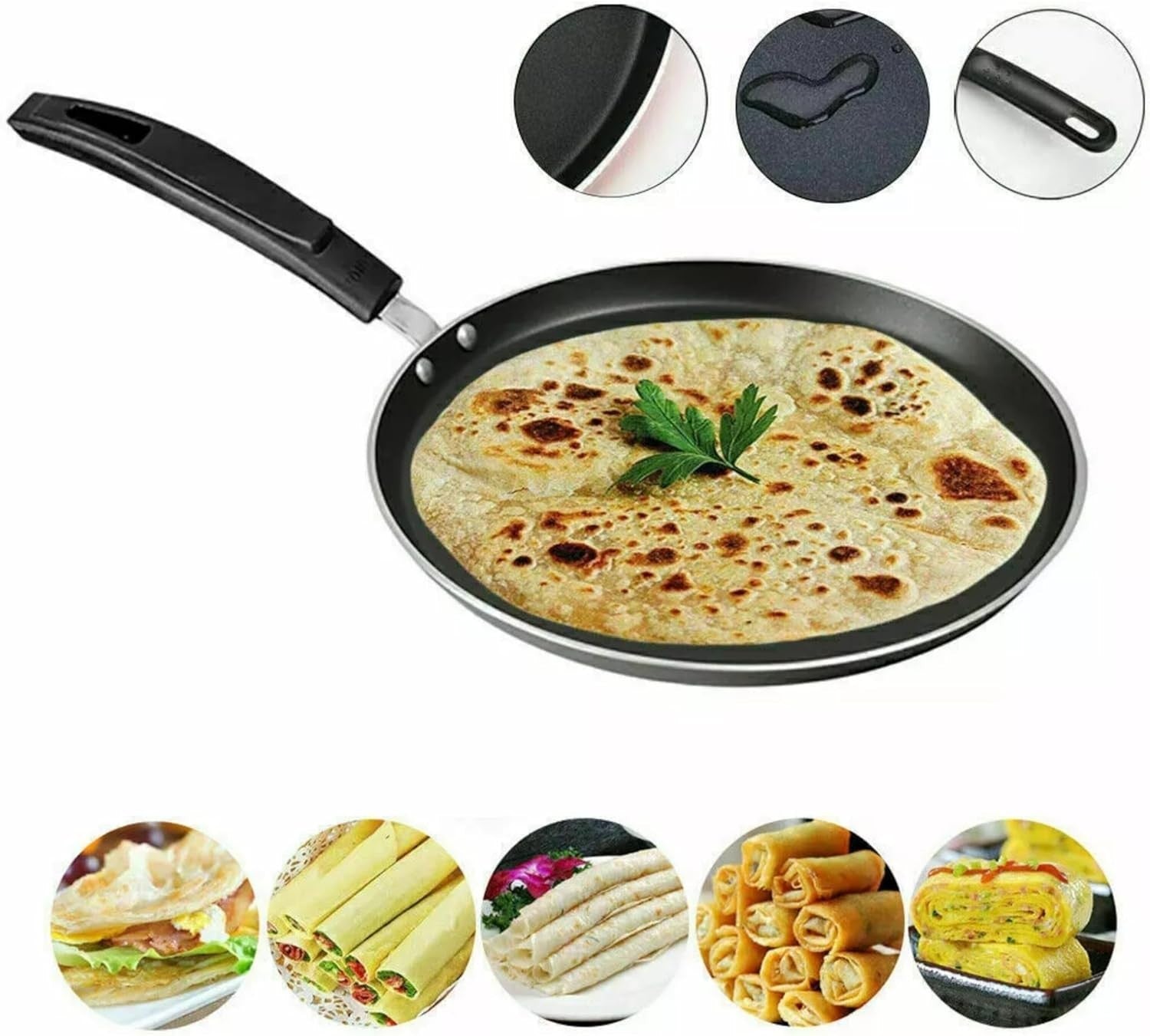29cm Non-Stick Pancake & Crepe Pan Forged Aluminium Tawa Induction Safe