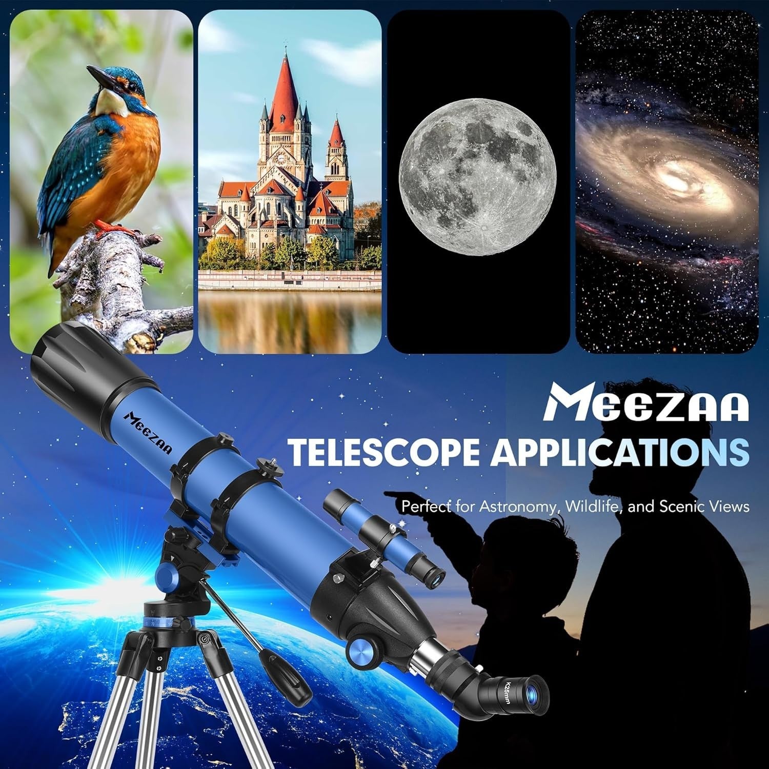 90mm Aperture 800mm Refractor Telescope for Adults & Kids with Tripod