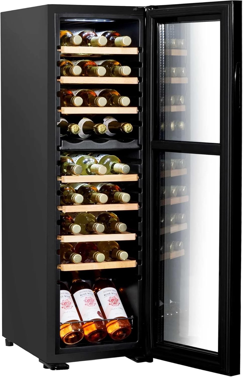 27 Bottle Dual Zone Wine Cooler Fridge Touch Screen LED Glass Door Black