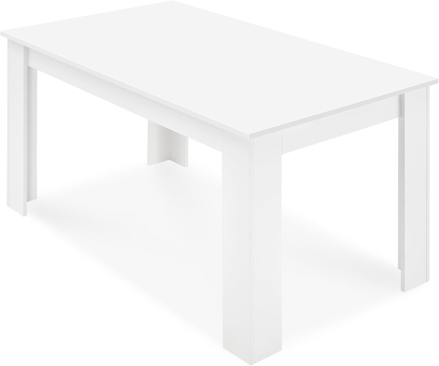 Modern White Dining Table Set 4 High Back PU Leather Chairs 120x80x75cm