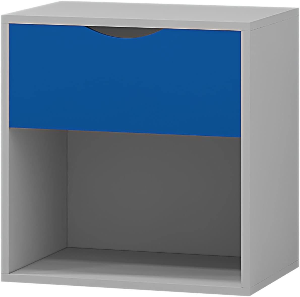 4pc Bedroom Furniture Set Wardrobe Chest Bedside Cabinet Blue on White