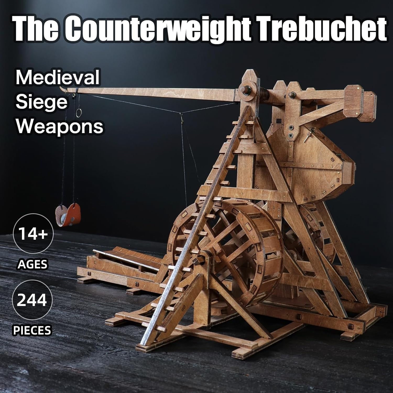 Medieval Wooden Trebuchet Model Kit – DIY Catapult for Adults & Teens
