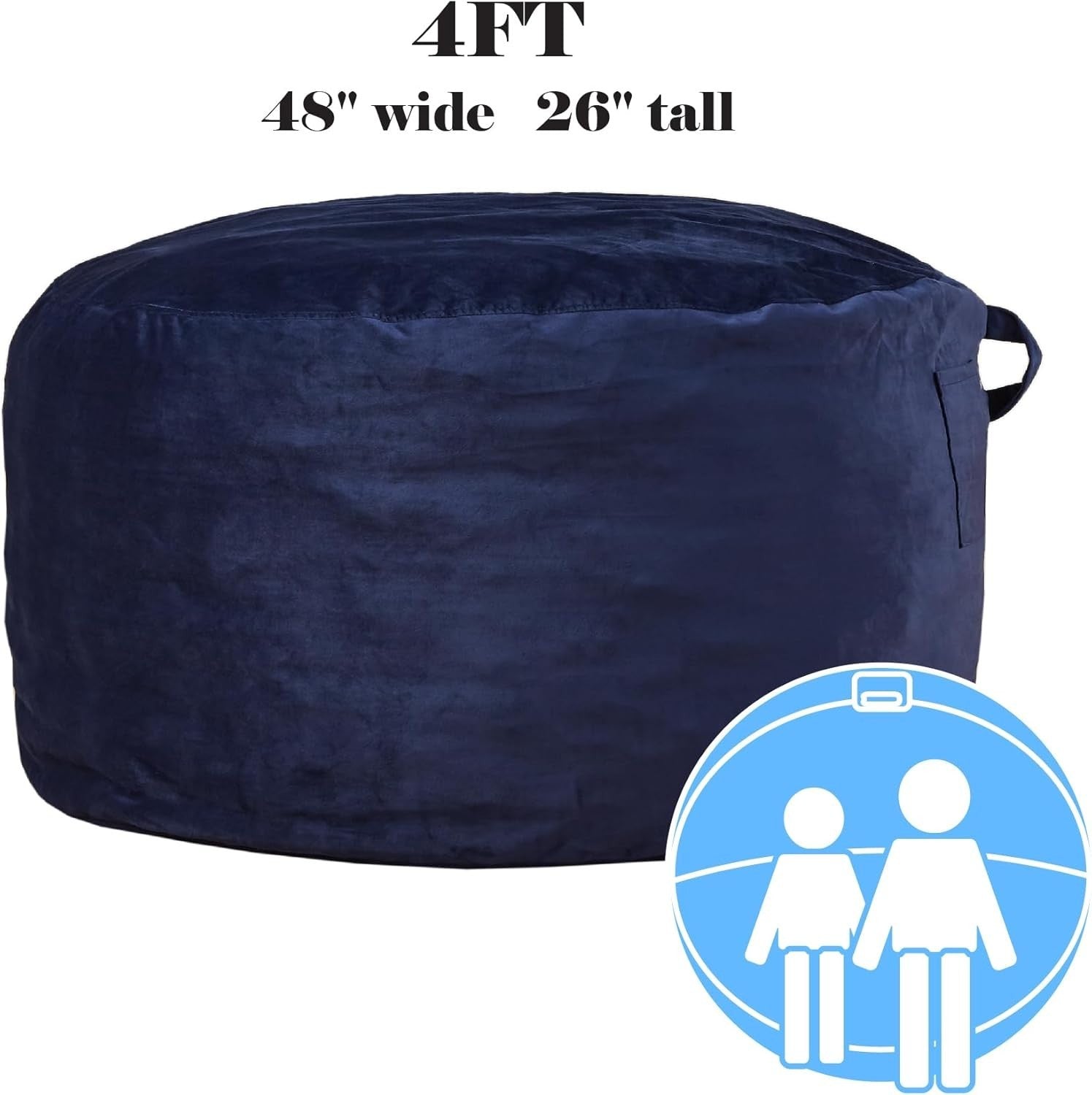 Large 4FT Memory Foam Bean Bag Chair with Removable Cover for Gaming & Relax