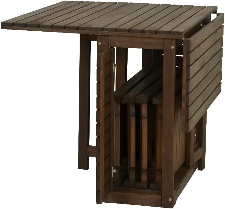 Folding Butterfly Dining Set with 4 Chairs Grey Teak Eucalyptus Wood