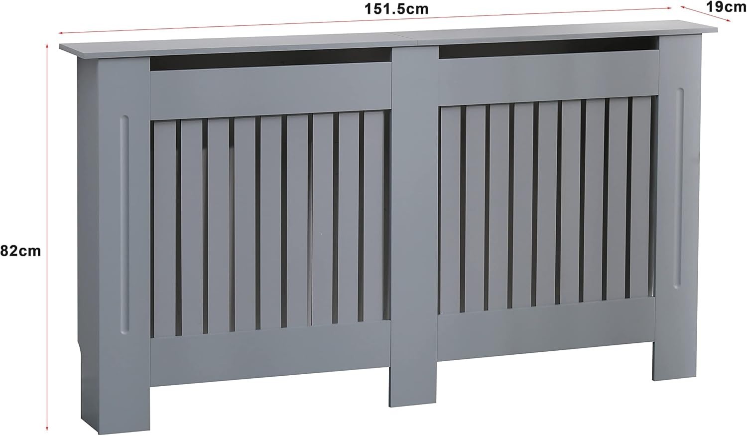 Large Grey Radiator Cover | Modern MDF Vertical Slat Cabinet – Stylish Design
