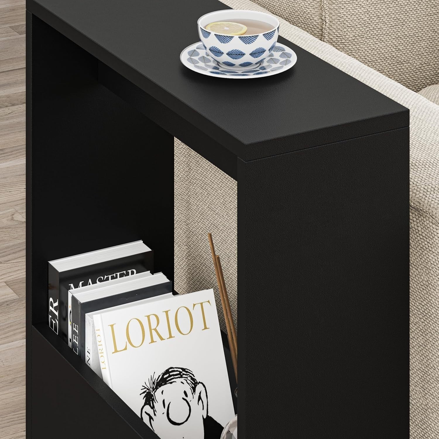2-Tier Side Table with Magazine Rack, End Desk & Storage 55x20x60cm