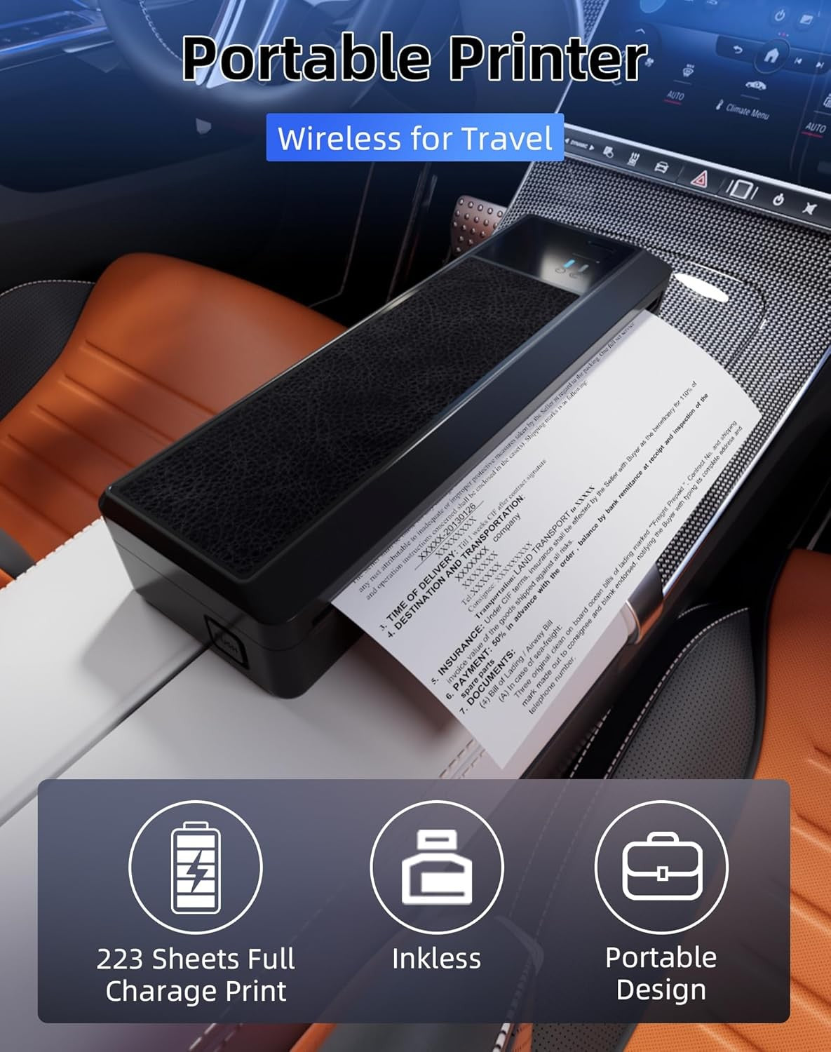 A4 Portable Bluetooth Thermal Printer Inkless Mobile