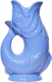 Sea Blue Fish Shaped Glug Jug Ceramic Water Pitcher Decorative 0.6L 22cm