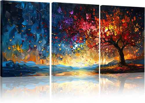 Tree of Life Canvas Wall Art Set Modern 3 Panel Prints Living Room Decor