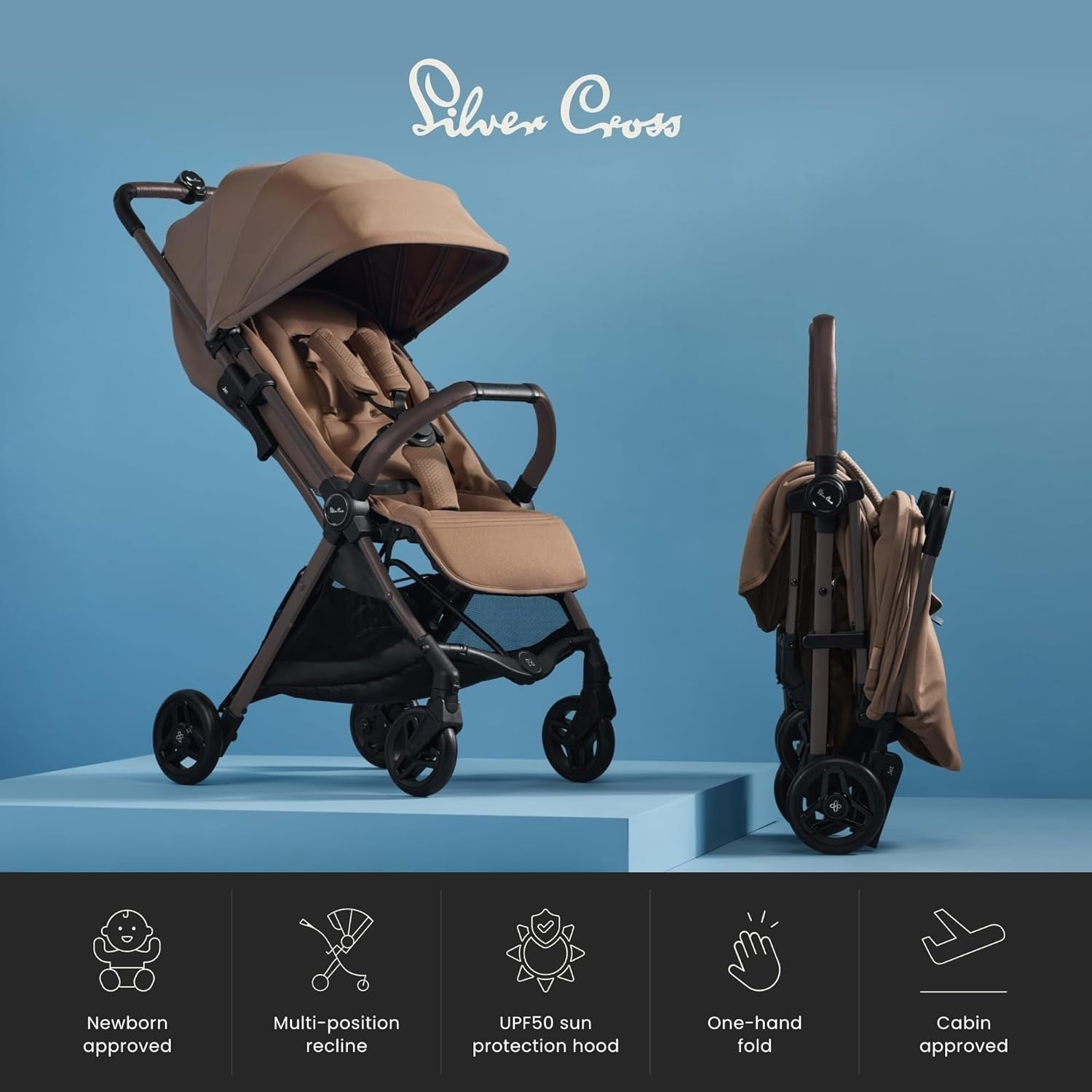 Ultra Compact Cabin Pushchair Lie-Flat Fold Travel Buggy Newborn–22kg