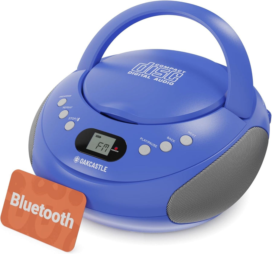 Portable Bluetooth CD Boombox FM Radio Stereo Player LED Display Blue
