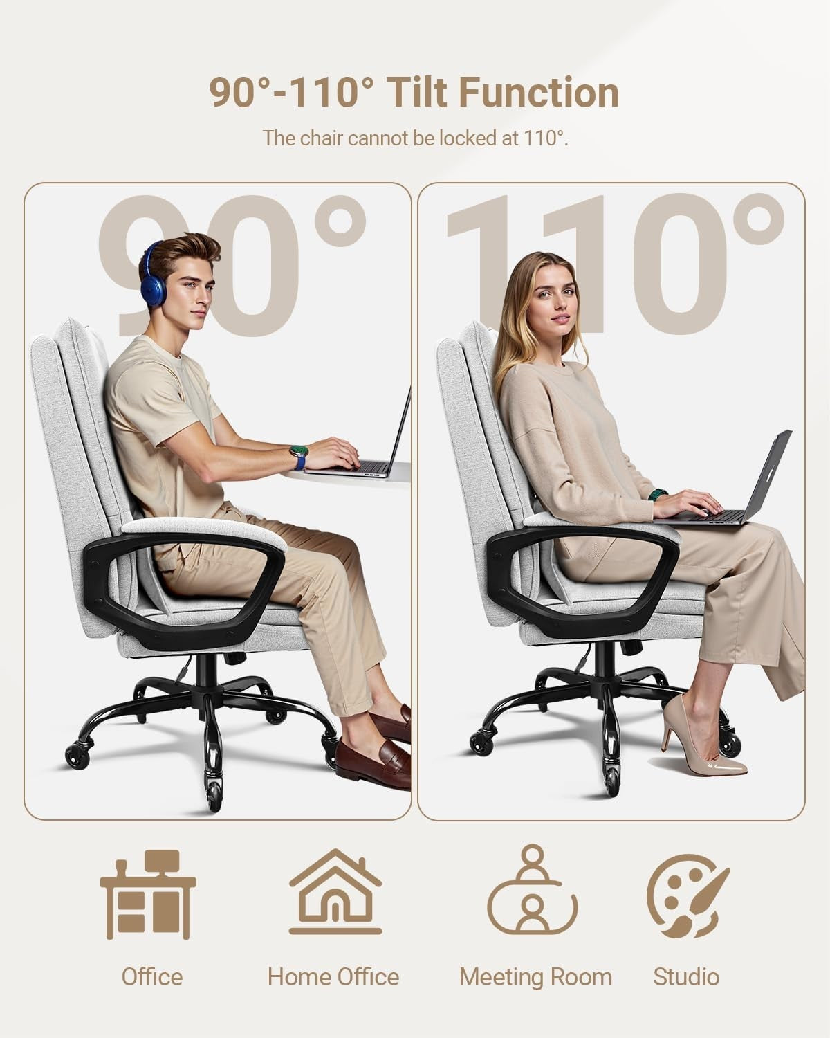 Executive Ergonomic Office Chair Adjustable Lumbar Support Rocking Heavy Duty