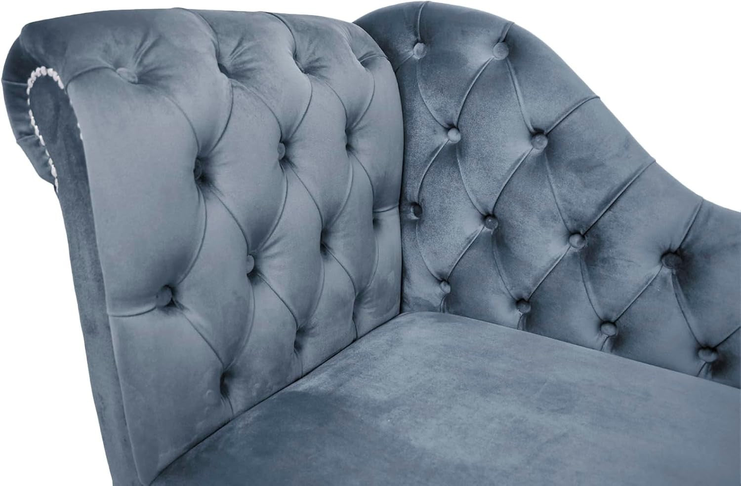 Velvet Tufted Chaise Lounge Sofa – Handmade Comfort, Stylish Platinum Accent