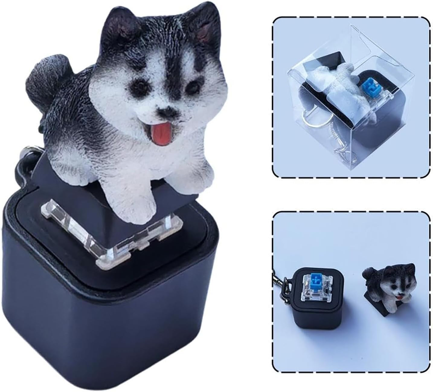 2pcs Black Flashing Pet Sound Fidget Keychain LED Clicker Stress Toy