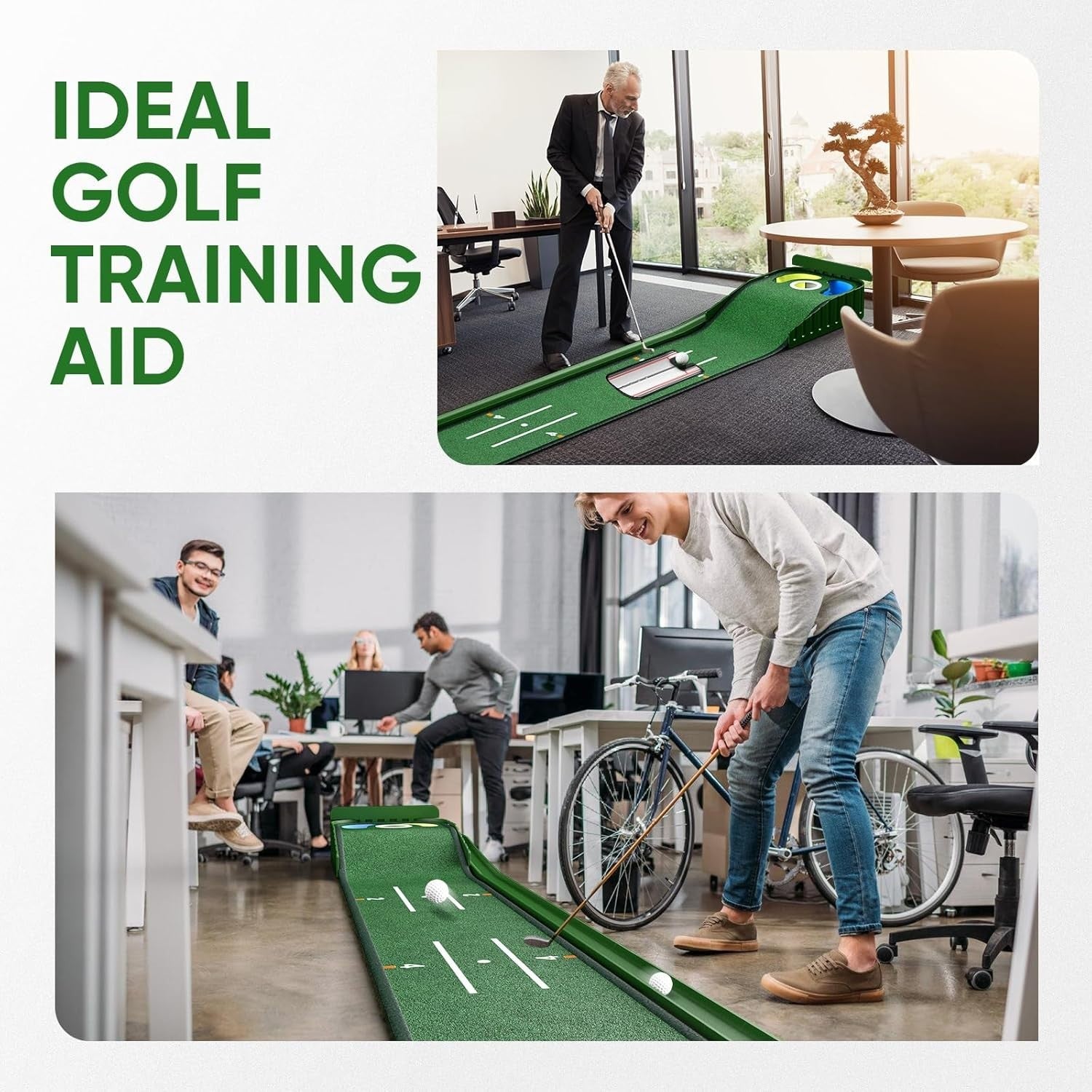 Golf Putting Green Mat Auto Ball Return Training Aid Home Office Practice