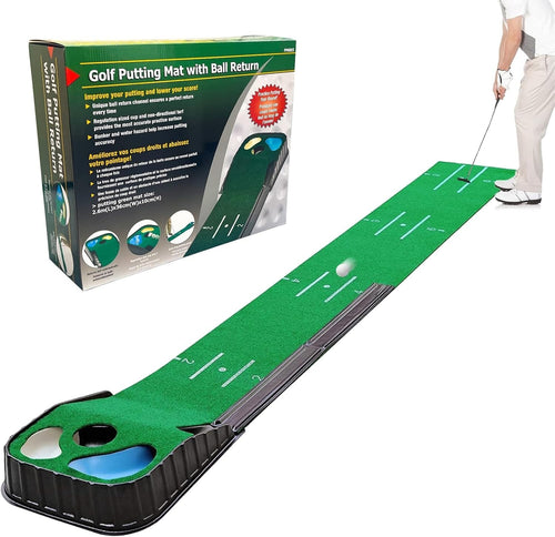 Golf Putting Mat Indoor Training Green Auto Ball Return 3 Holes