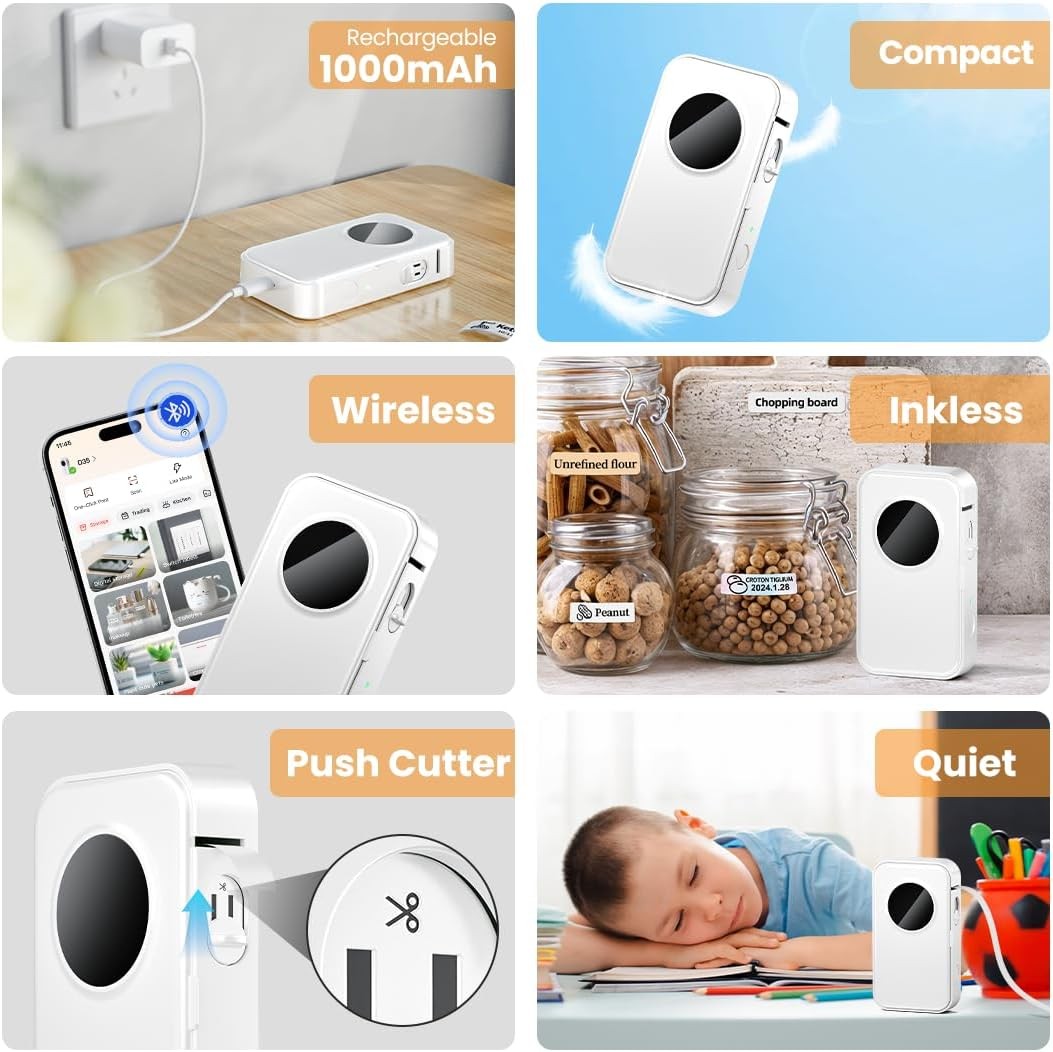 Mini Bluetooth Label Maker Portable Thermal Sticker Printer