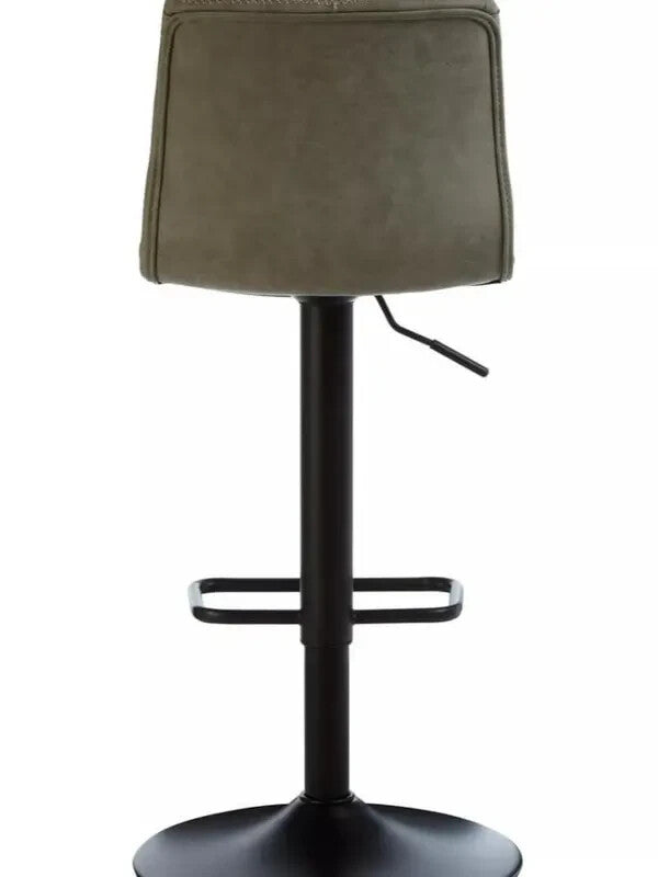Set of 2 Grey High Back Bar Stools Adjustable Swivel Chairs with Footrest