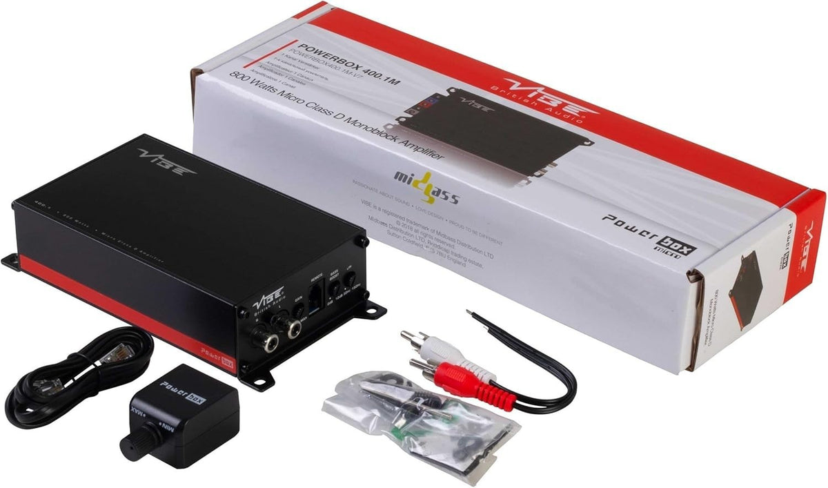 Powerbox Micro Mono Amplifier 400W Class D Dash Remote Surface Mount