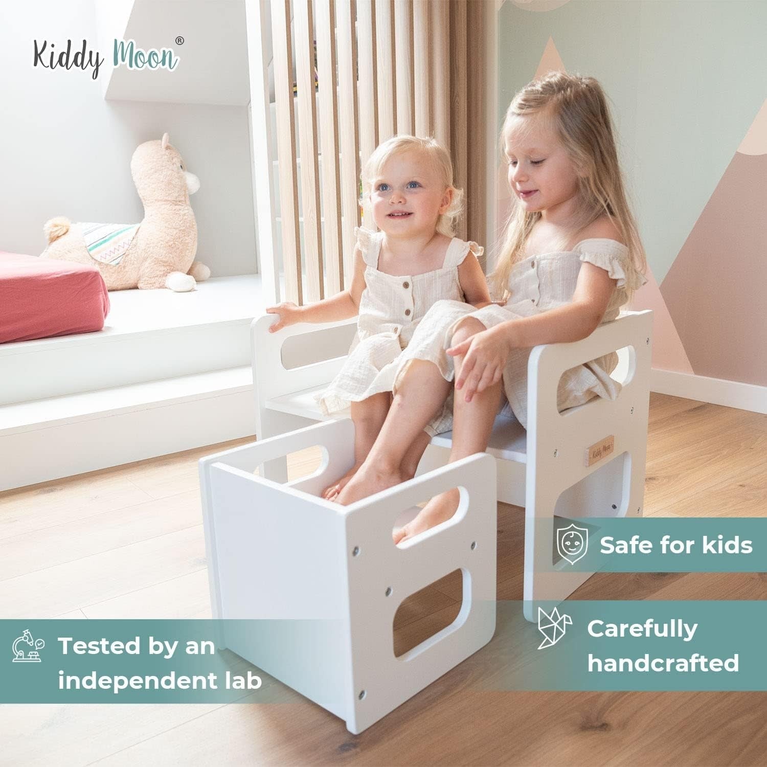 Kids Wooden Table & Chair Set with Rounded Edges Safe Non-Toxic Paint