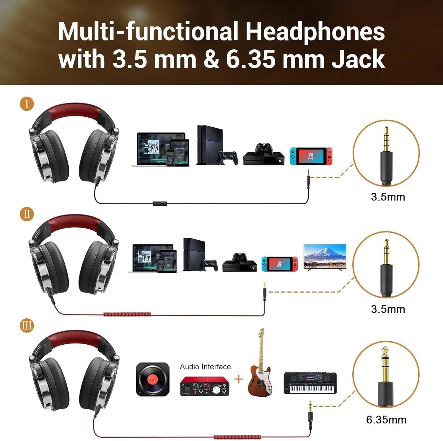 Studio Over Ear Headphones Hi-Fi Sound 50mm Drivers DJ Recording