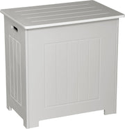 White Wooden Laundry Basket with Lid Bathroom Storage Hamper Cabinet