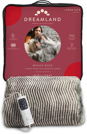 Heated Electric Throw Faux Fur Blanket Fast Heat Timer Washable 160x120cm