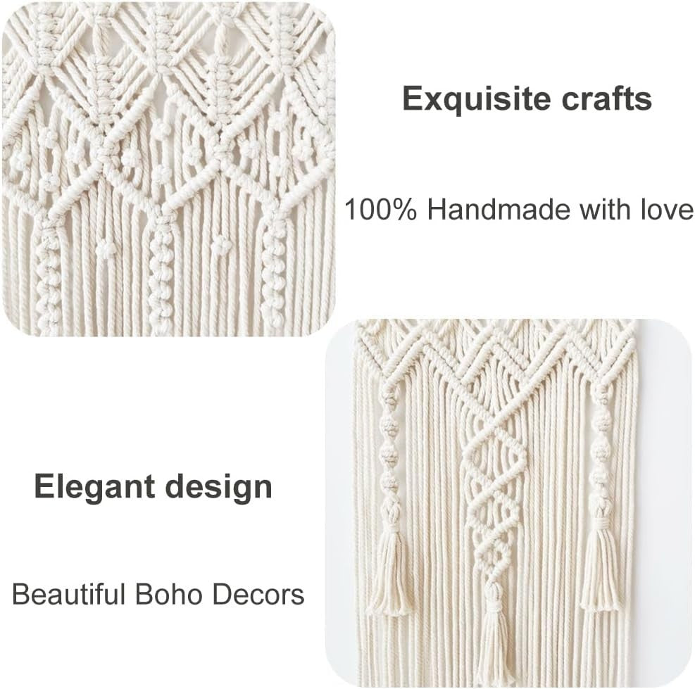 Set of 2 Macrame Wall Hangings Boho Chic 28"x13" Decor