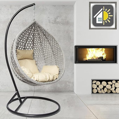 Luxury Rattan Egg Chair Indoor Outdoor Swing w/ Cushions – Fire Safe