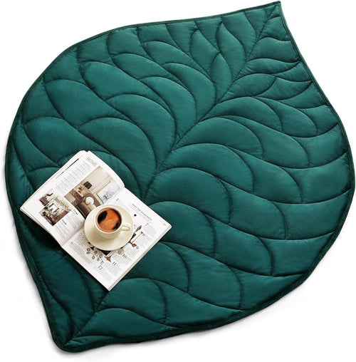 Soft Weighted Lap Blanket 5lbs Green Velvet Travel Stress Relief Leaf Design