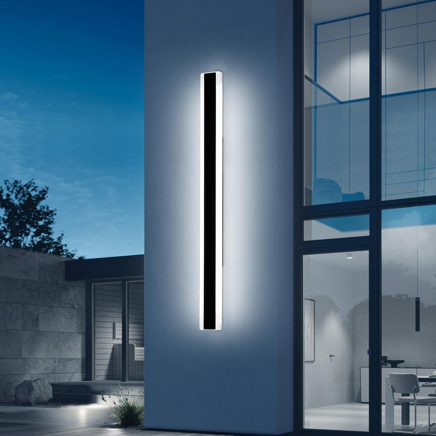 Modern 120cm Outdoor LED Wall Light, Cool White, Waterproof Garden Sconce
