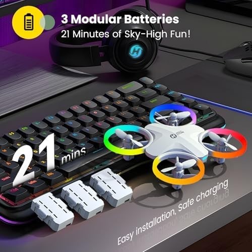 Mini RC Drone for Kids with LED Lights, 360° Flips, Easy Flight, 21 Mins