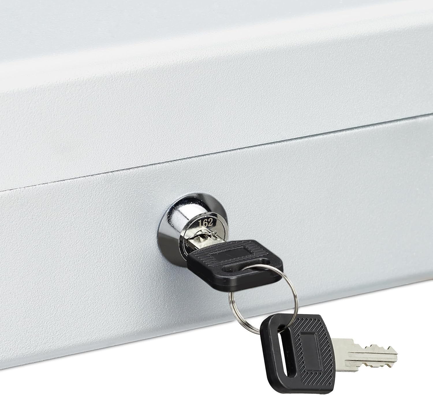 Lockable Cash Box Coin Counter Tray Money Storage Case Silver Steel
