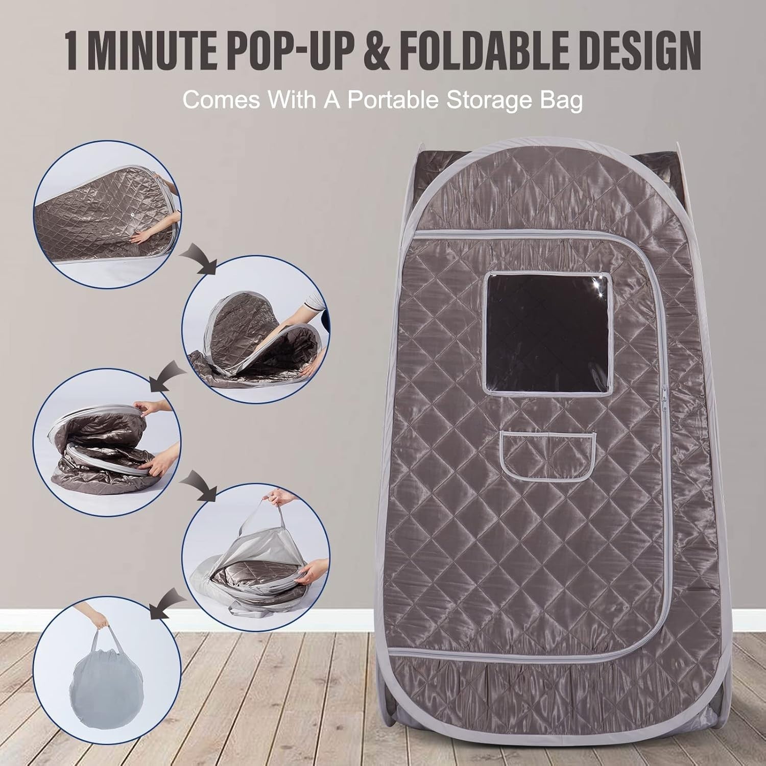 Full Size Portable Steam Sauna Home Spa Set 4L 1600W Fast Heat Detox Tent Chair