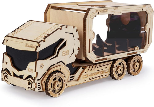 3D Wooden Piggy Bank Puzzle DIY Model Kit, Mechanical Truck, 156 Pieces
