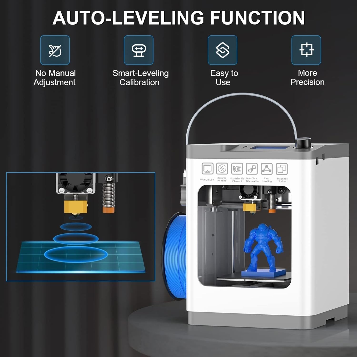 Auto Level Mini 3D Printer Beginner Ready Resume Print Magnetic Bed LCD