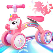 Unicorn Balance Bike Toddler Ride On Toy Light Up Wheels Girls Gift