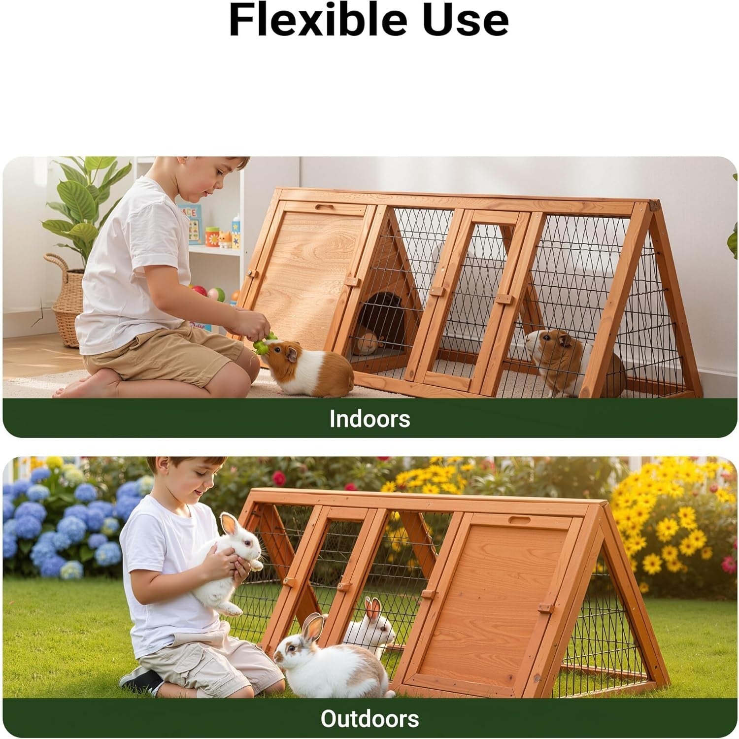 Wooden Rabbit Hutch Open Run 118x50x45cm Spruce