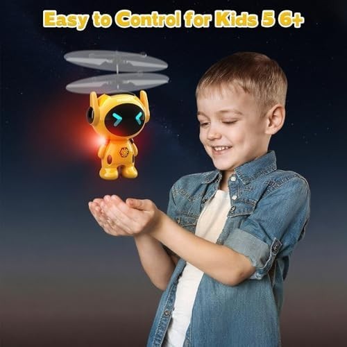 Hand Sensing Robot Drone for Kids 3+, LED Lights, USB Charging Toy