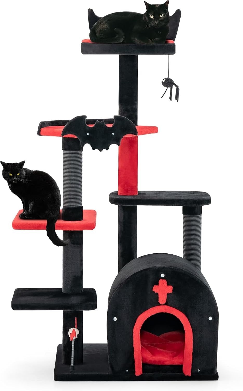 Gothic Cat Tree Tower 134cm Multi Level Scratcher Condo with Toys