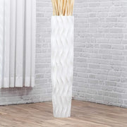 Large White Floor Vase 85cm Tall Wooden Decorative Vase for Pampas Grass