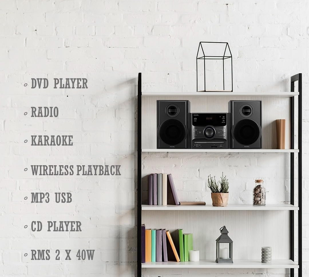 40W Hi-Fi Stereo System DVD CD Player Bluetooth Karaoke USB AUX Remote Control