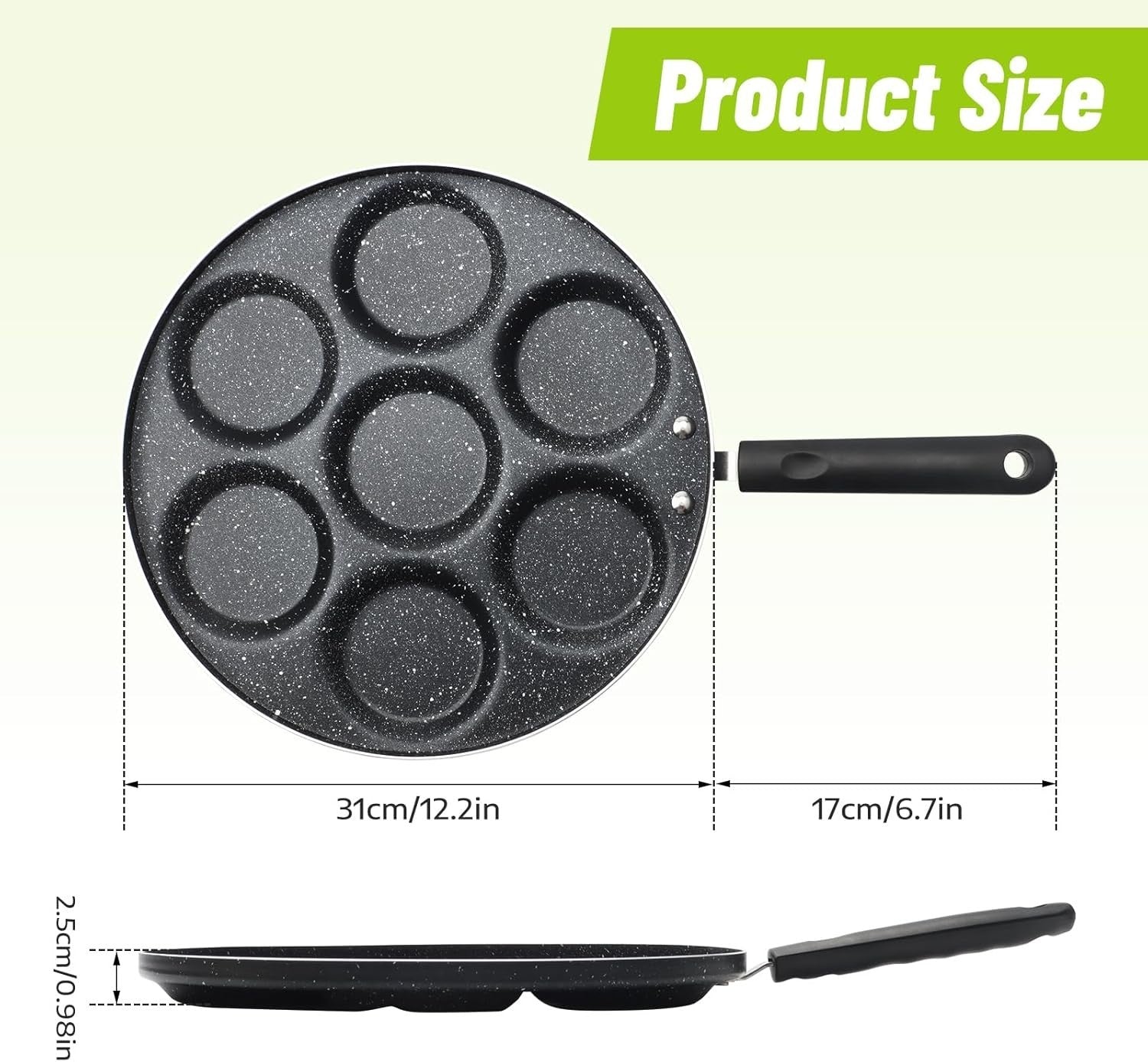 7-Hole Mini Pancake Pan 30cm Non-Stick Frying Pan for Eggs & Omelette