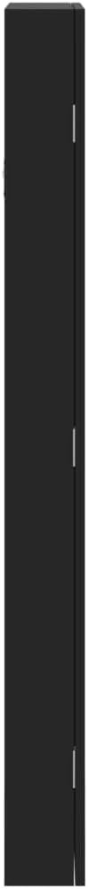 Black Wall Mounted Jewelry Cabinet Mirror Lockable Slim Vertical Storage