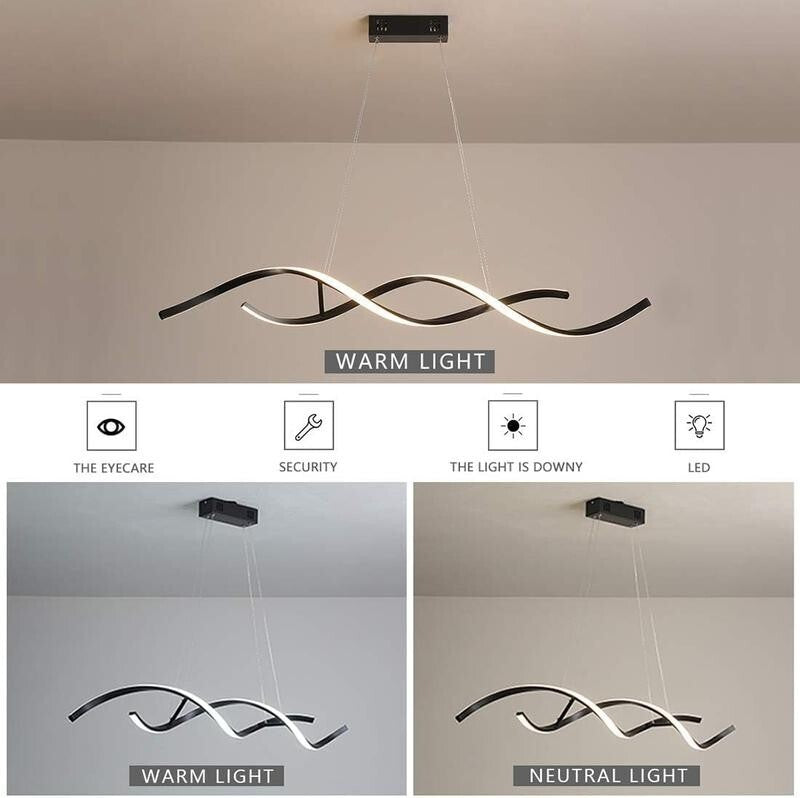 Wave LED Pendant Chandelier Light Remote Dimmable 40W Modern Flush Lamp