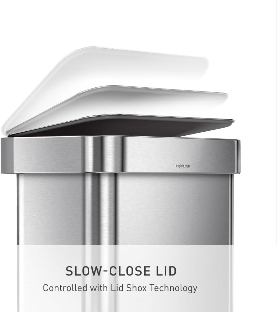 45L Stainless Steel Kitchen Pedal Bin Soft Close Fingerprint Proof