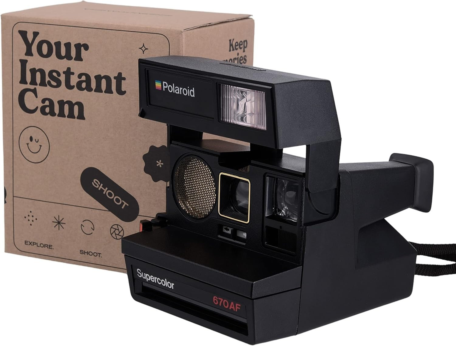 Vintage Instant Camera Autofocus Retro Film Camera Flash Bundle