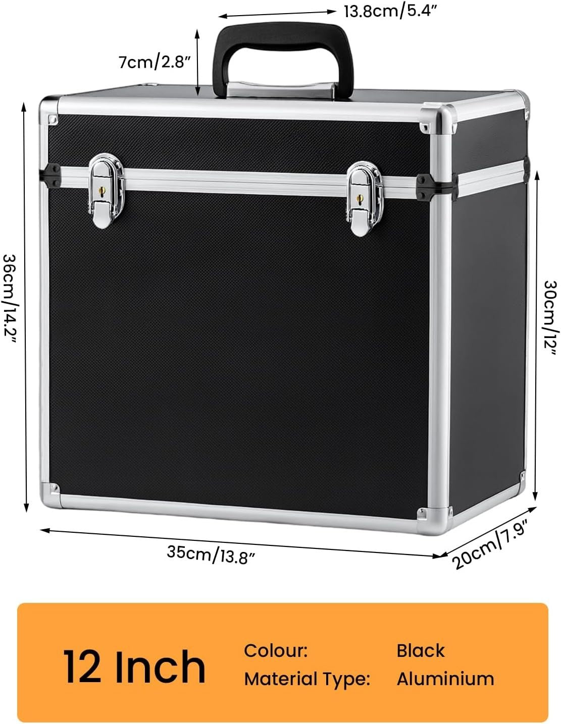 LP Vinyl Record Storage Case Lockable Aluminium DJ Carry Box Holds 50
